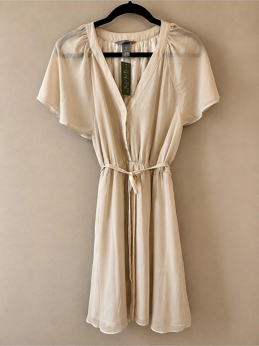 H&Medium Midi Dress in Cream Size Medium NWT